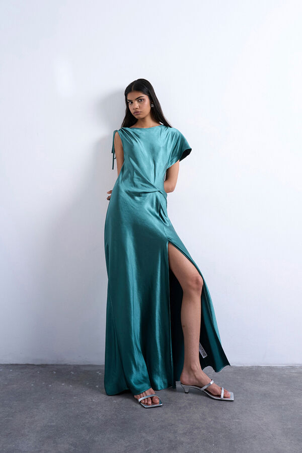 Topshop Vestido largo de manga corta azul