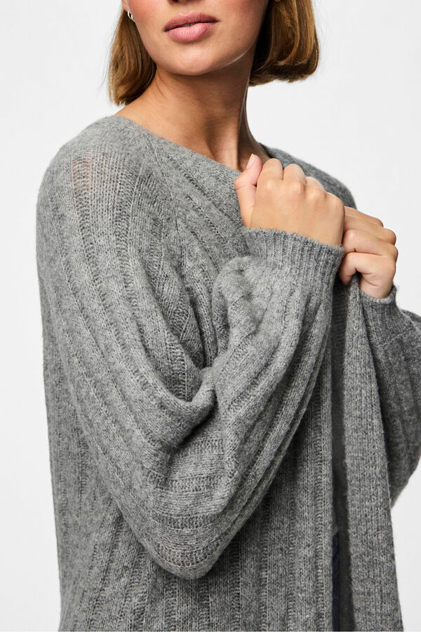 Pieces C&aacute;rdigan largo de punto gris