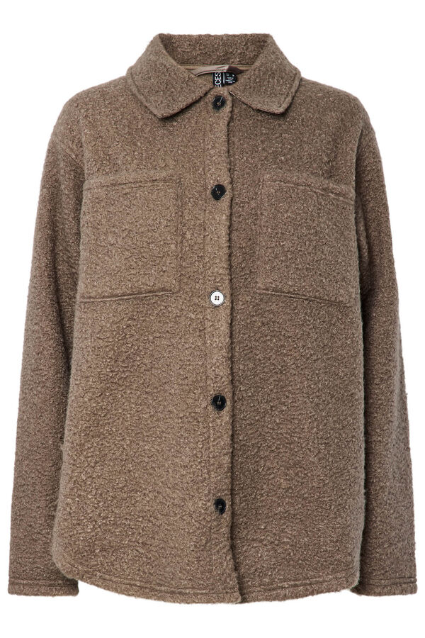 Pieces Sobrecamisa teddy bolsillos gris