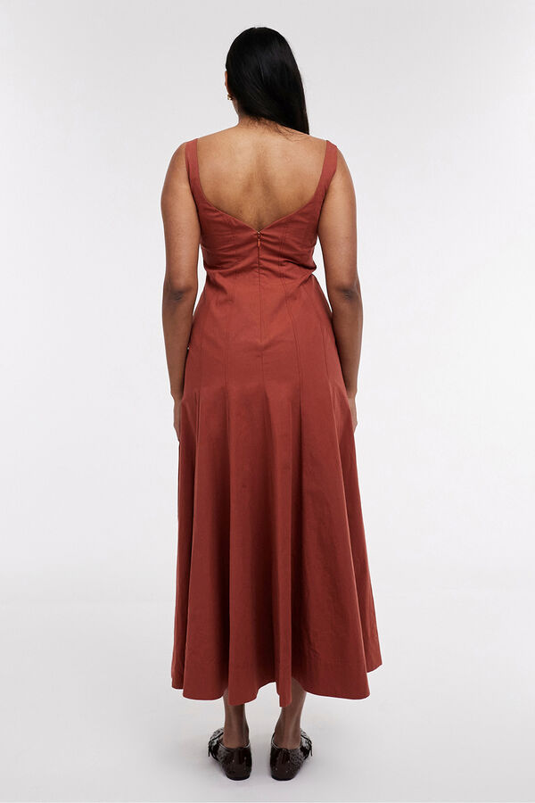 Topshop Vestido midi tirantes naranja