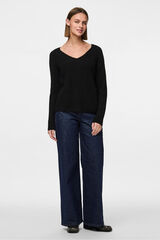 Pieces Jersey pico b&aacute;sico negro