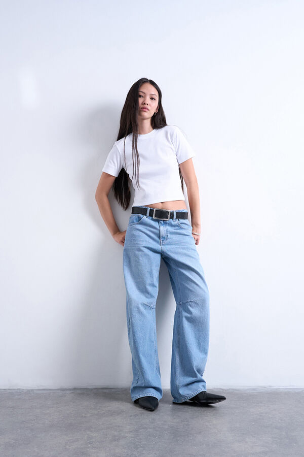 Topshop Camiseta corta b&aacute;sica de manga corta blanco