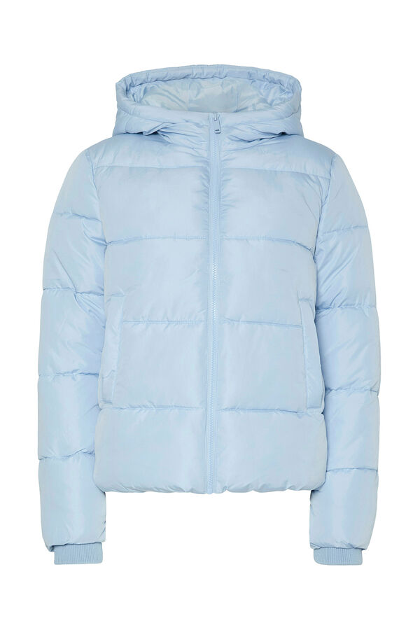 Pieces Chaqueta acolchada corta capucha azul