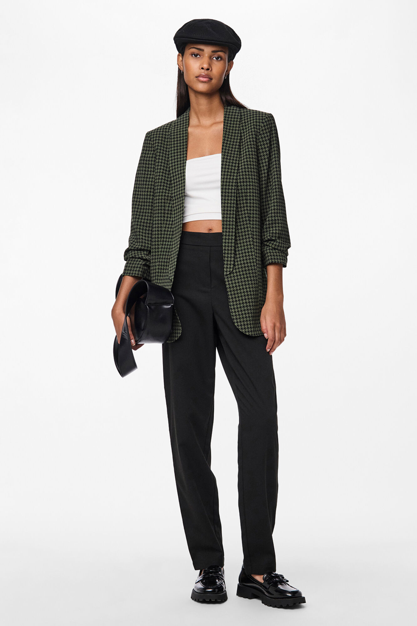 Pieces Blazer estampada con manga tres cuartos