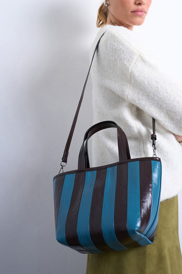 Topshop Bolso de hombro rayas azul