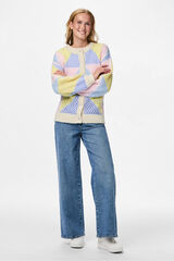 Pieces C&aacute;rdigan calado oversize geom&eacute;trico gris