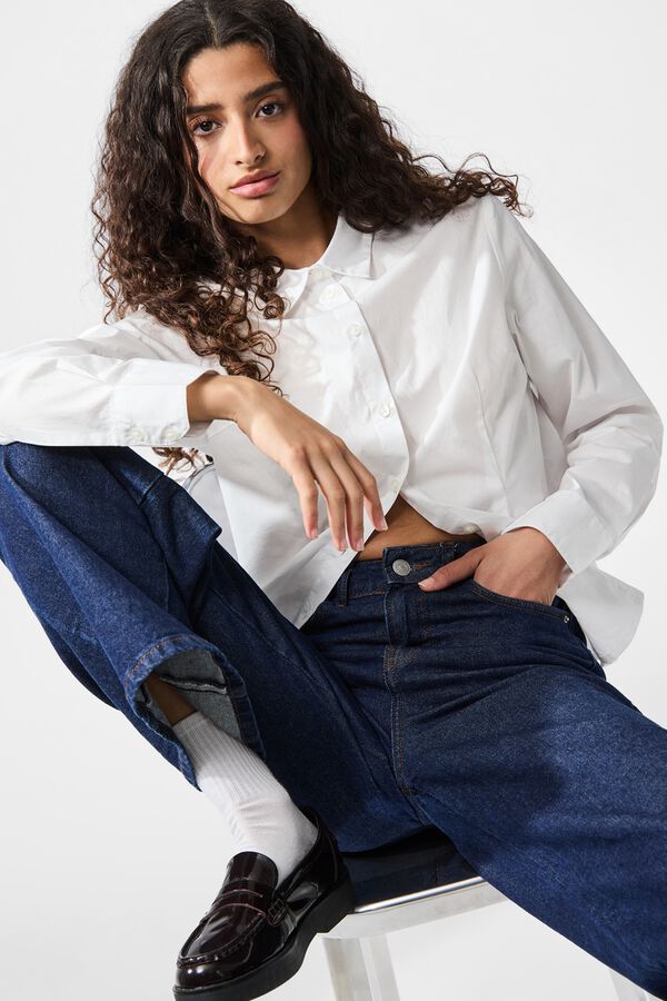 Pieces Camisa ajustada manga larga blanco