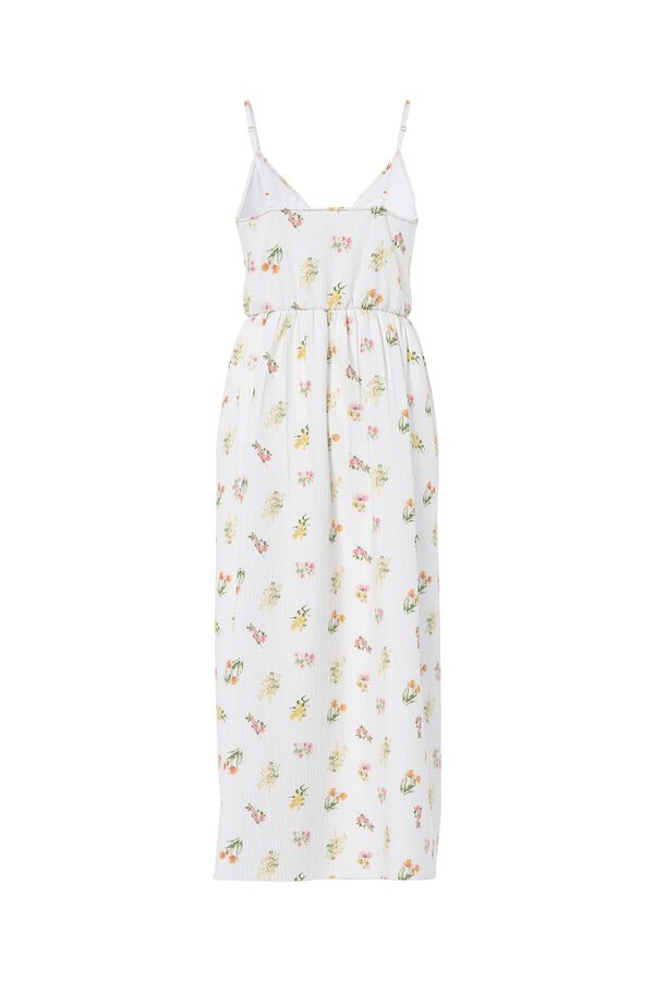 Pieces Vestido largo de tirantes estampado blanco