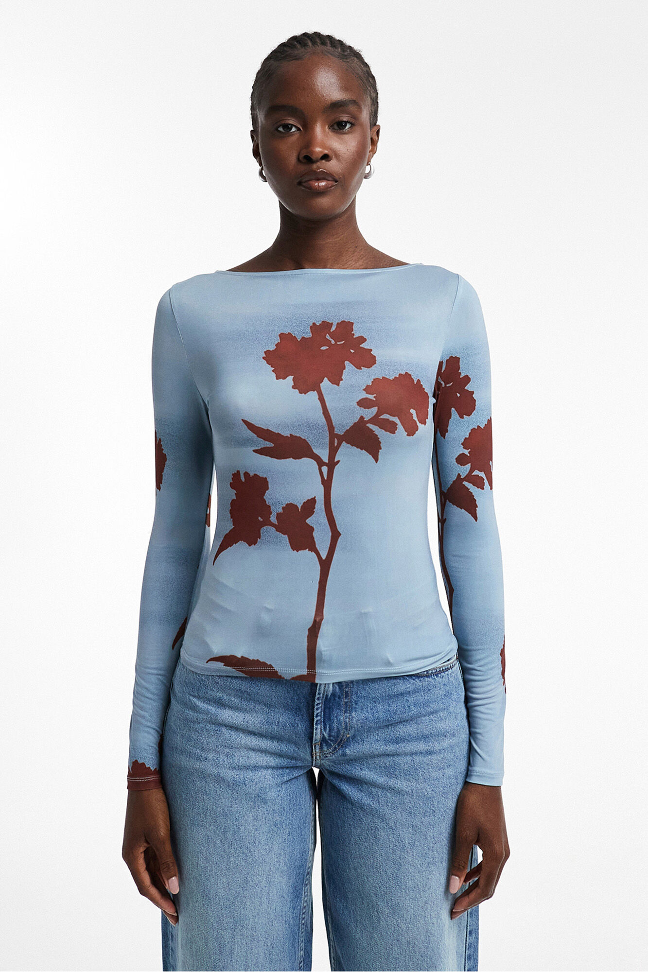 Topshop Top estampado manga larga