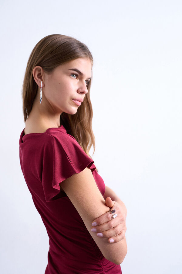 Topshop Vestido largo asim&eacute;trico de viscosa rojo