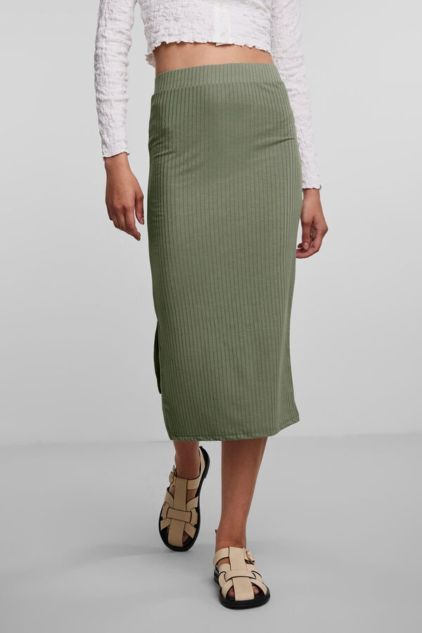 Pieces Falda midi verde