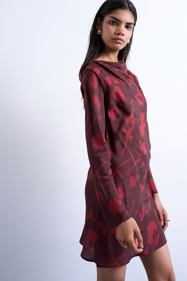 Topshop Vestido mini de viscosa de manga larga morado/lila