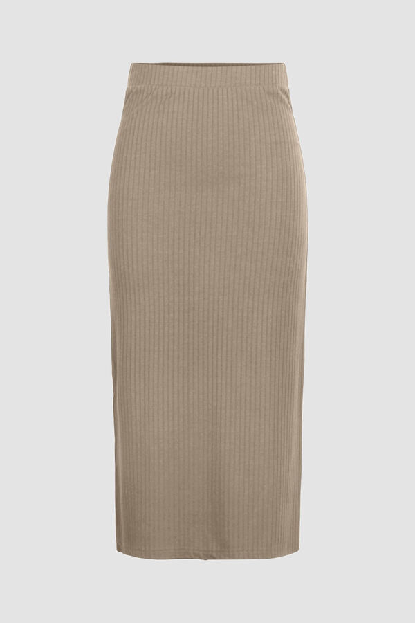 Pieces Falda midi beige
