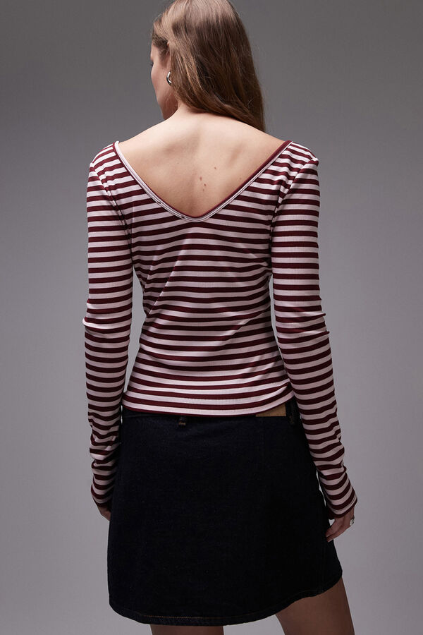 Topshop Top de punto de manga larga morado/lila