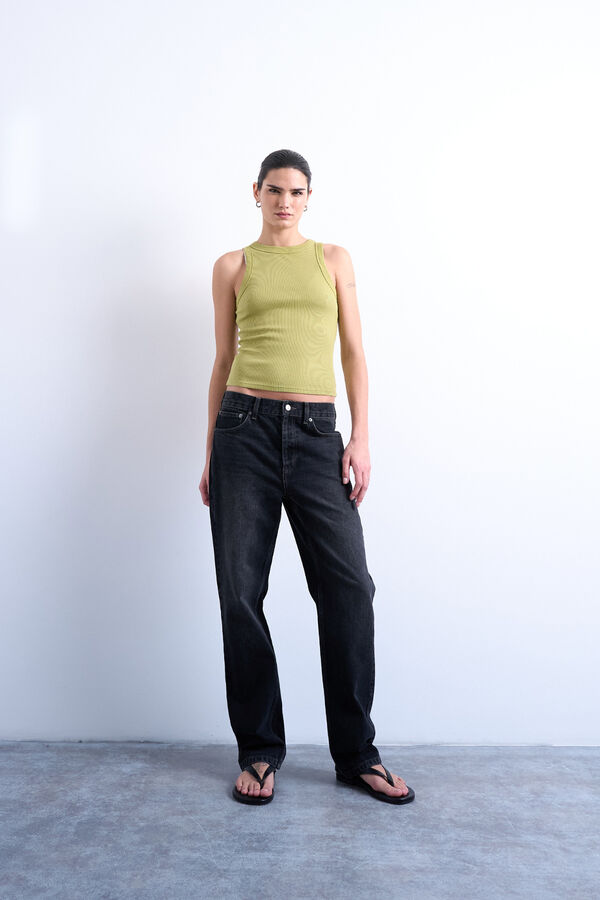 Topshop Top cuello redondo verde