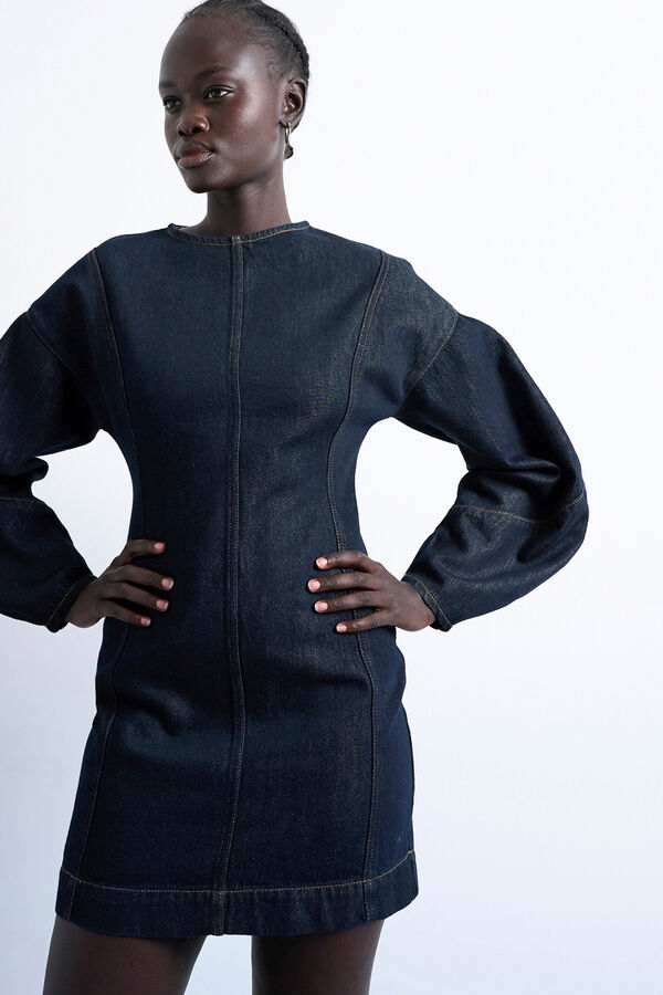 Topshop Vestido mini denim en algod&oacute;n y lyocell azul