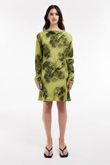 Topshop Vestido corto estampado de manga larga. verde