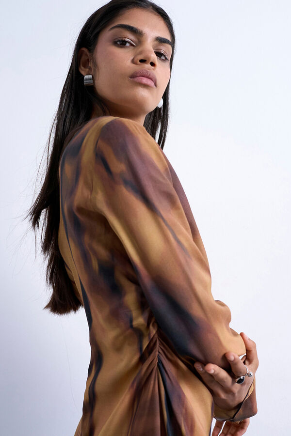 Topshop Vestido mini de viscosa marr&oacute;n