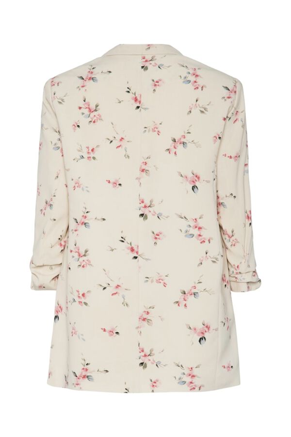 Pieces Blazer estampada floral con manga tres cuartos blanco