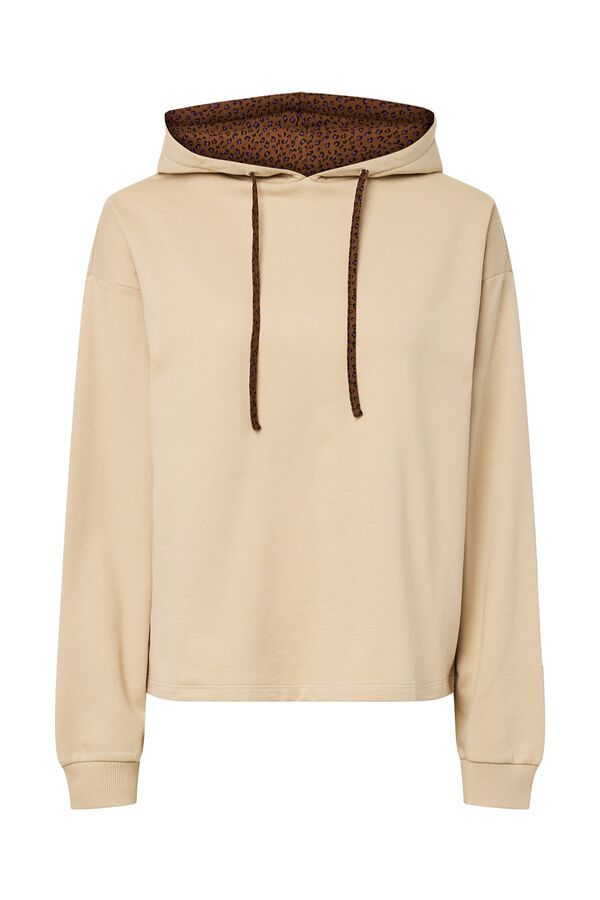Pieces Sudadera con capucha estampada beige