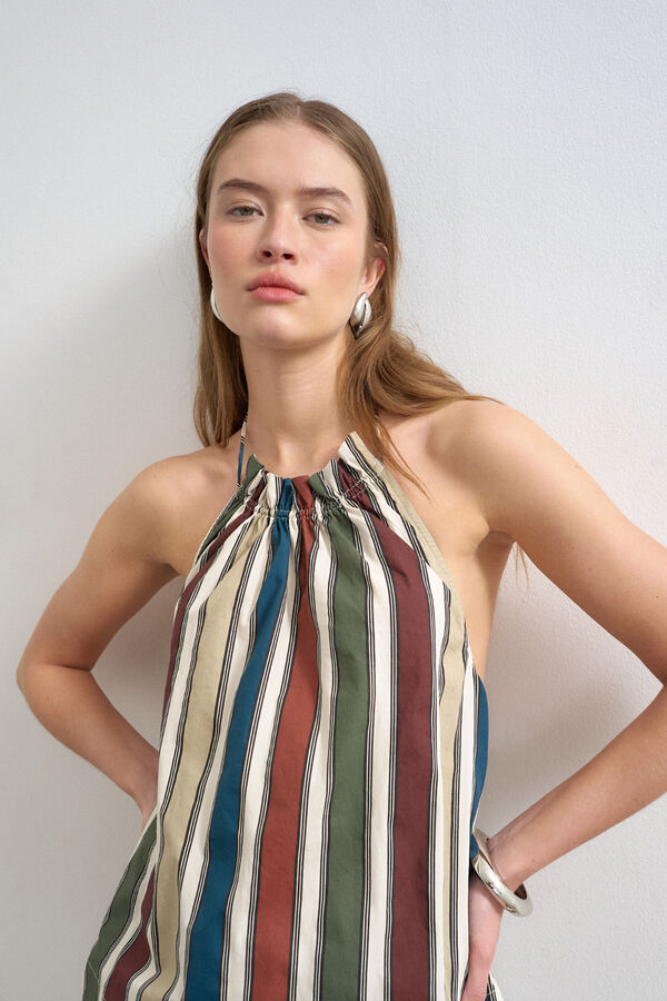 Topshop Top halter estampado marr&oacute;n