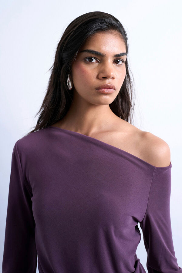 Topshop Top de cuello redondo y manga larga morado/lila