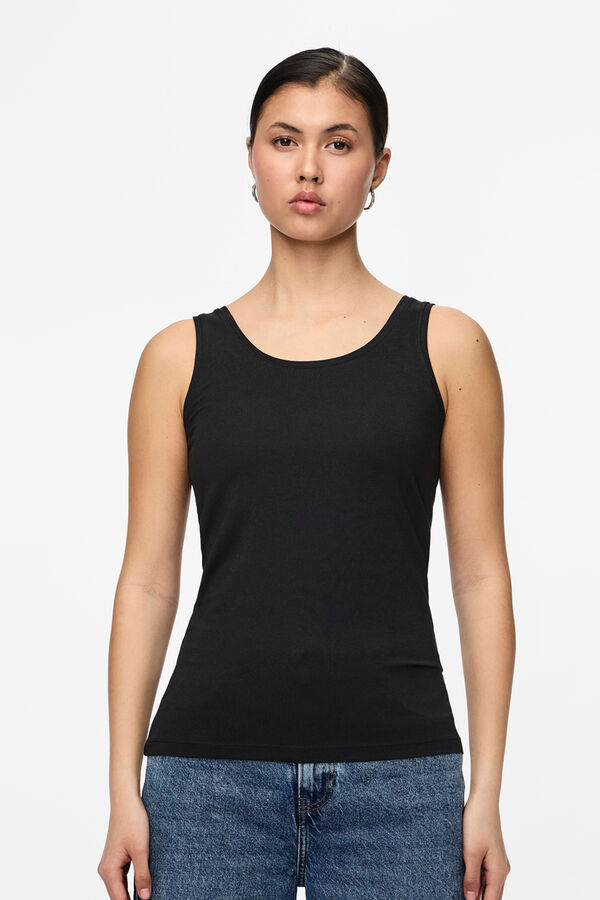 Pieces Tank top b&aacute;sico negro