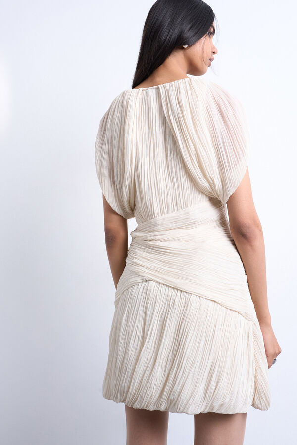 Topshop Vestido corto detalle fruncido blanco