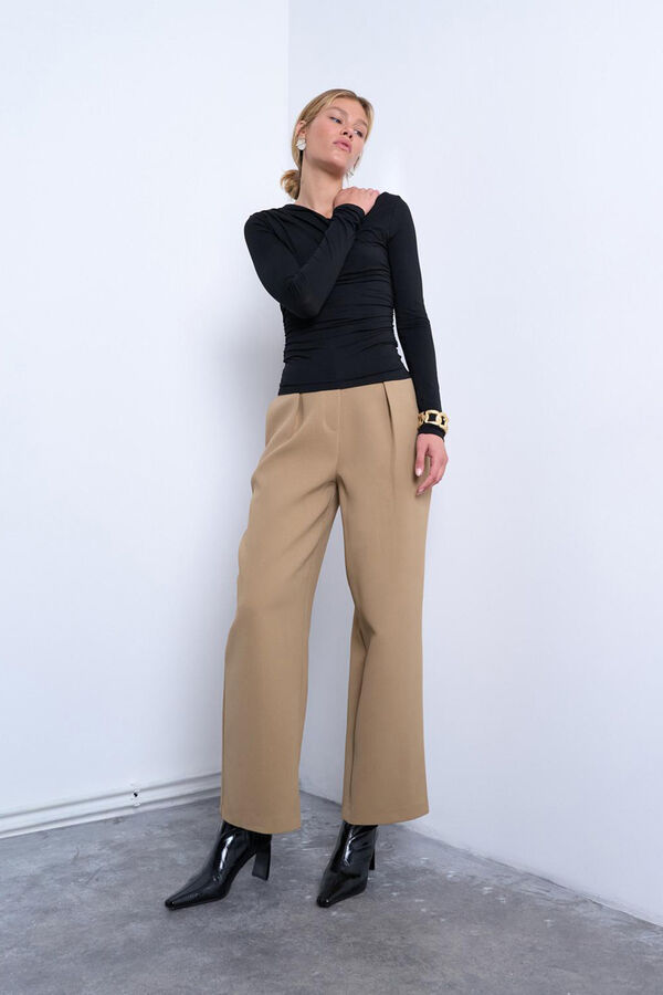 Topshop Top asim&eacute;trico de manga larga negro