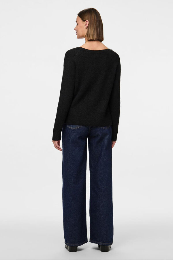 Pieces Jersey pico b&aacute;sico negro