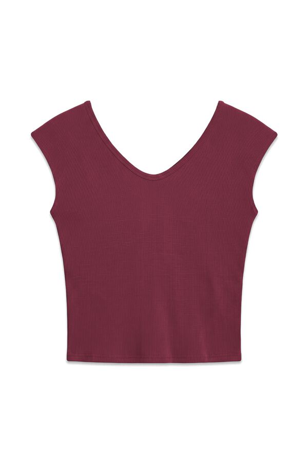 Topshop Camiseta escote V manga corta morado/lila