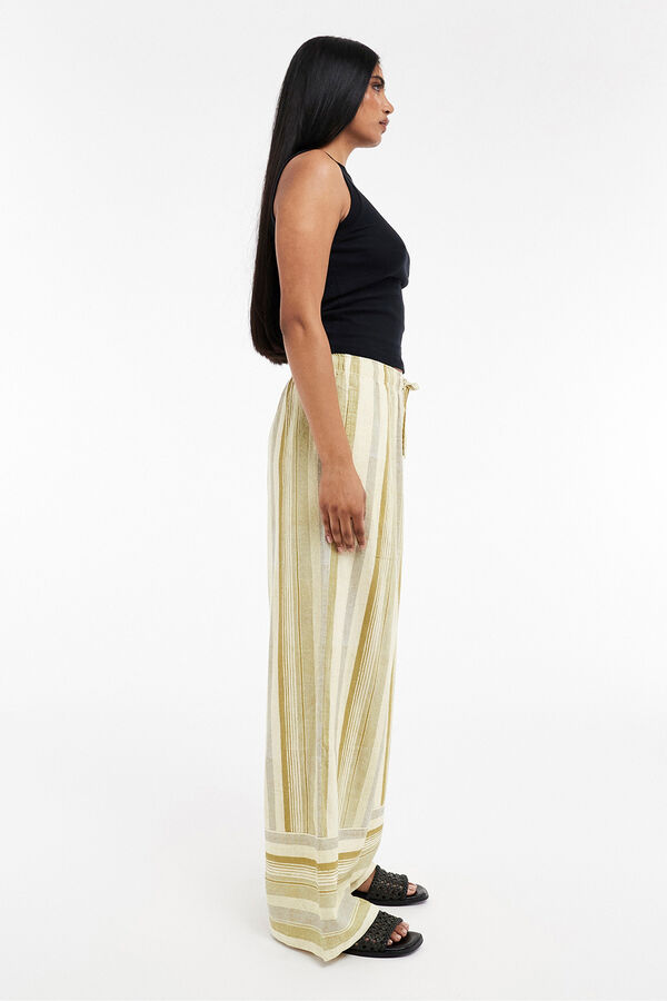 Topshop Pantal&oacute;n estampado de cord&oacute;n verde