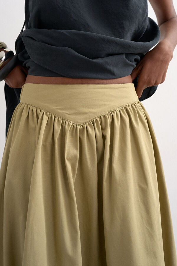 Topshop Falda larga detalle fruncido verde