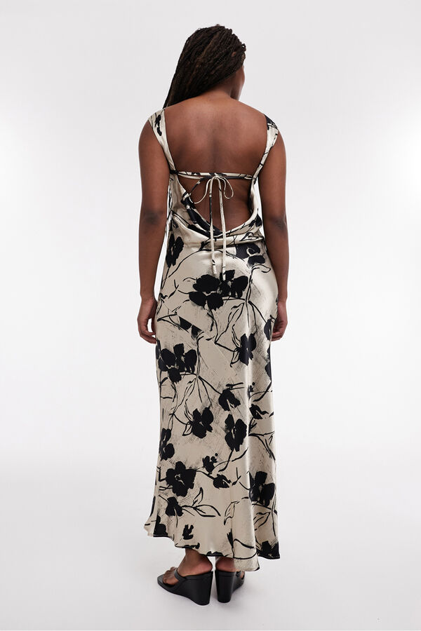 Topshop Vestido midi de cuello redondo y manga sisa negro