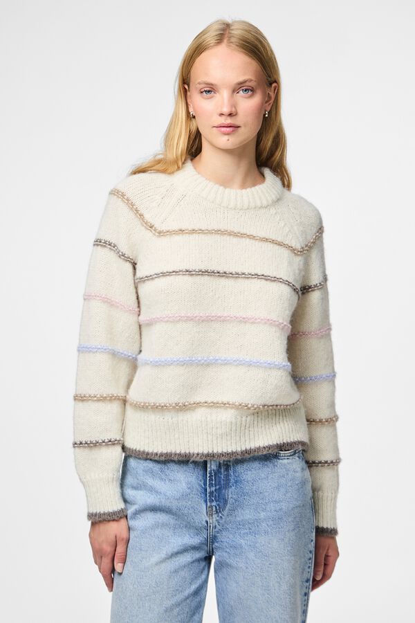 Pieces Jersey de punto cuello redondo gris