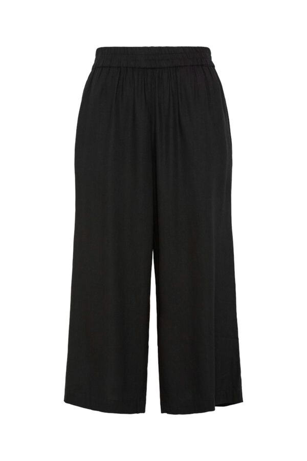 Pieces Pantal&oacute;n culotte de lino con cintura el&aacute;stica negro