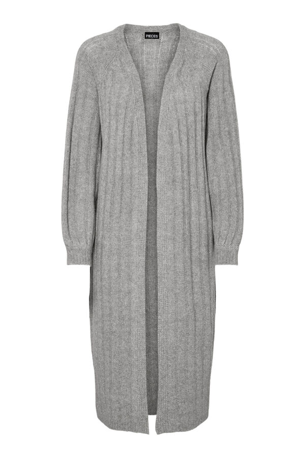 Pieces C&aacute;rdigan largo de punto gris