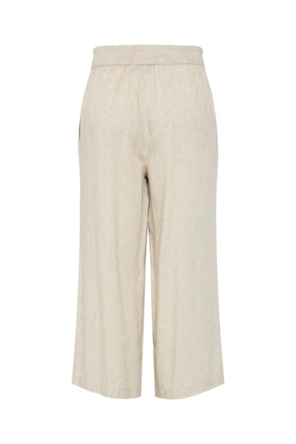 Pieces Pantal&oacute;n culotte de lino con cintura el&aacute;stica gris