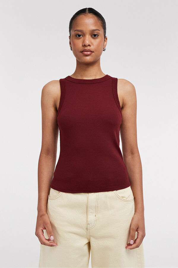 Topshop Top cuello redondo morado/lila