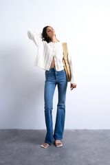 Topshop Jeans flare tiro alto azul
