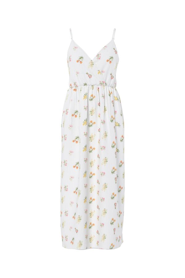 Pieces Vestido largo de tirantes estampado blanco