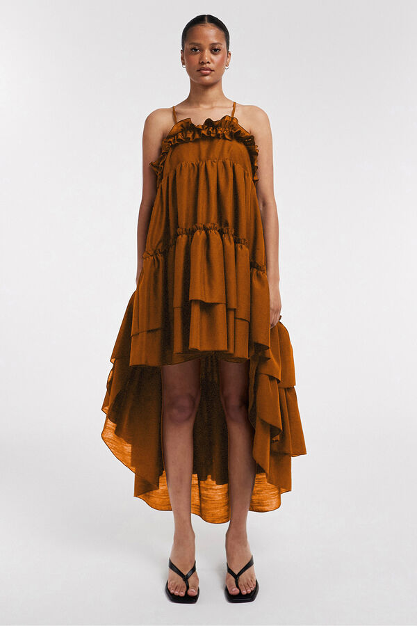 Topshop Vestido largo midi tirantes negro