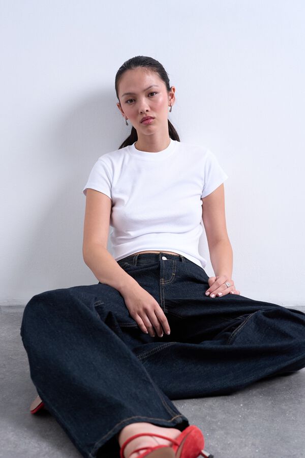 Topshop Camiseta manga corta algod&oacute;n blanco