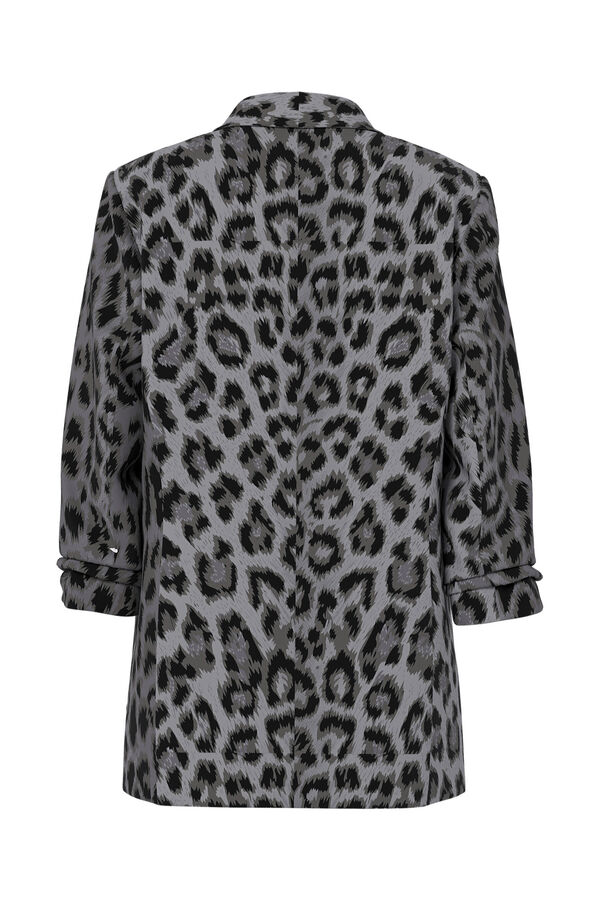 Pieces Blazer estampada con manga tres cuartos gris