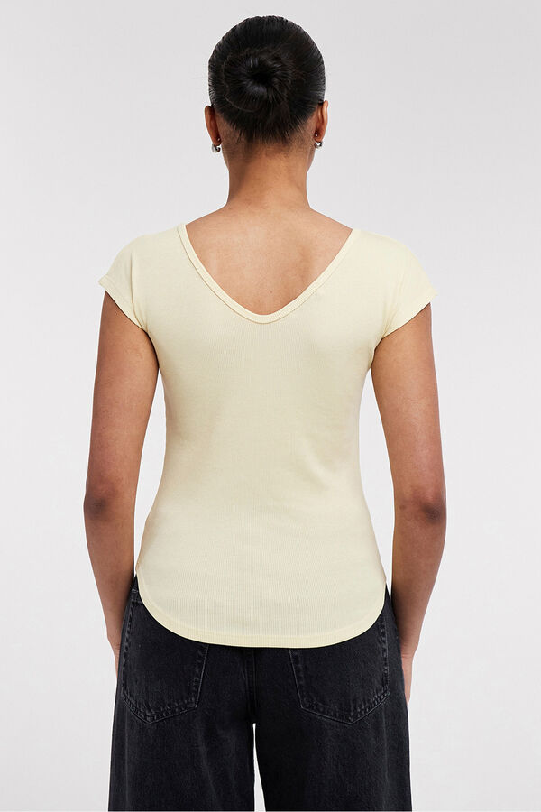 Topshop Top liso cuello pico amarillo