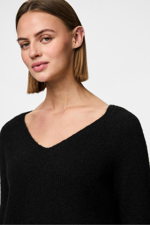 Pieces Jersey pico b&aacute;sico negro