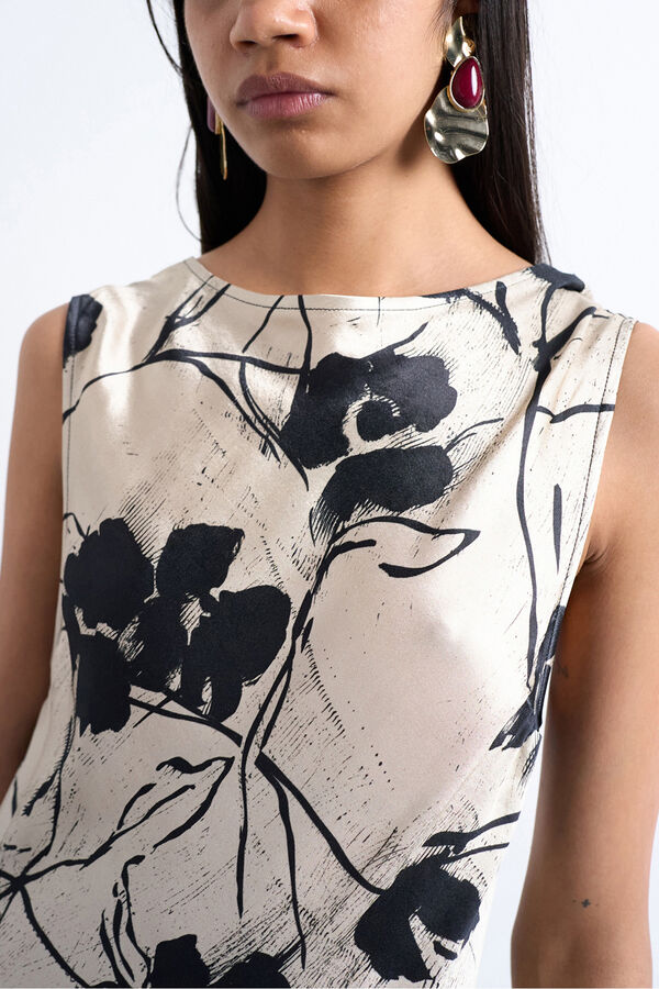 Topshop Vestido midi de cuello redondo y manga sisa negro