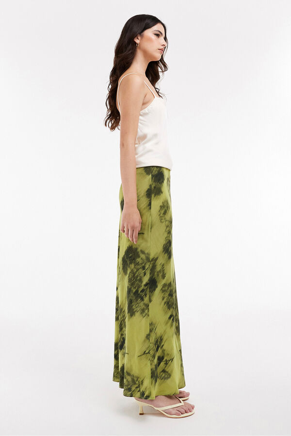Topshop Falda larga estampada. verde