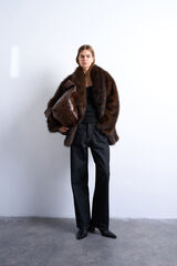 Topshop Chaqueta de pelo marr&oacute;n