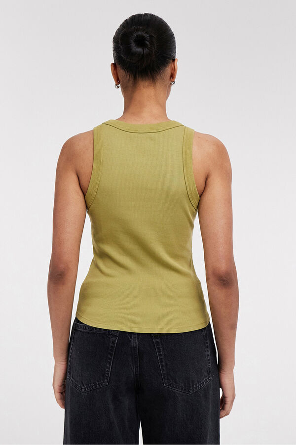 Topshop Top cuello redondo verde